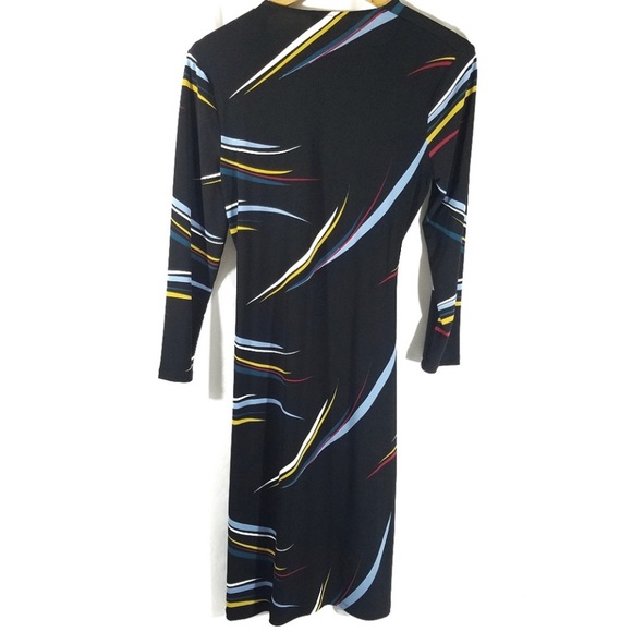 Anne Klein Black Wrap Long Sleeves Dress Size 4 - Picture 3 of 5